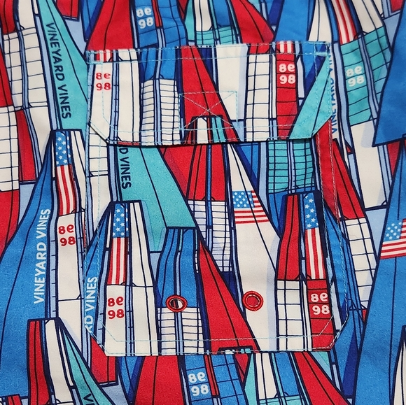 Mens Vineyard Vines Mesh Lined Sail USA Flag Swim Shorts Trunks Size Medium - Picture 6 of 6